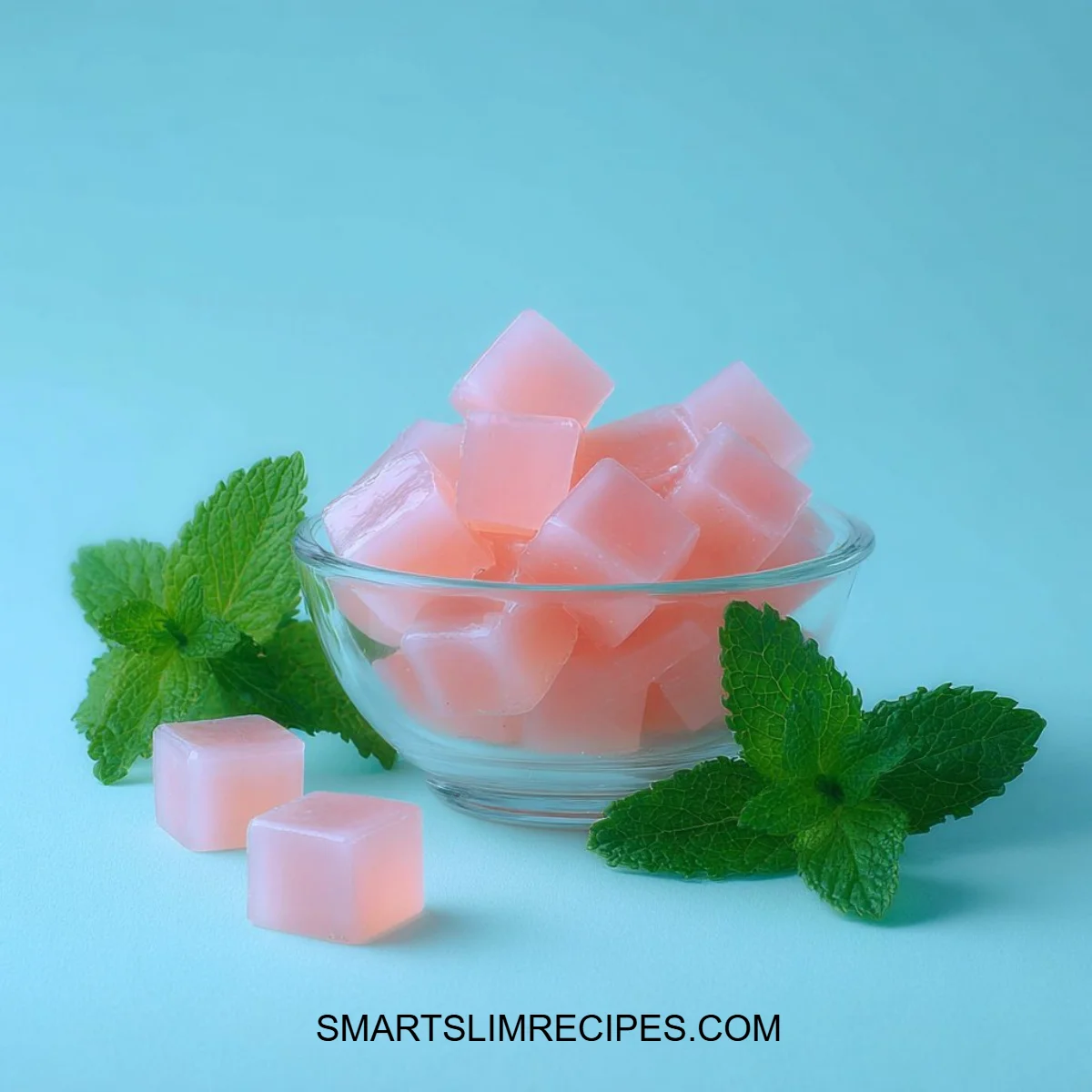 Classic Pink Strawberry Gelatin dessert in a bowl garnished with fresh strawberries.