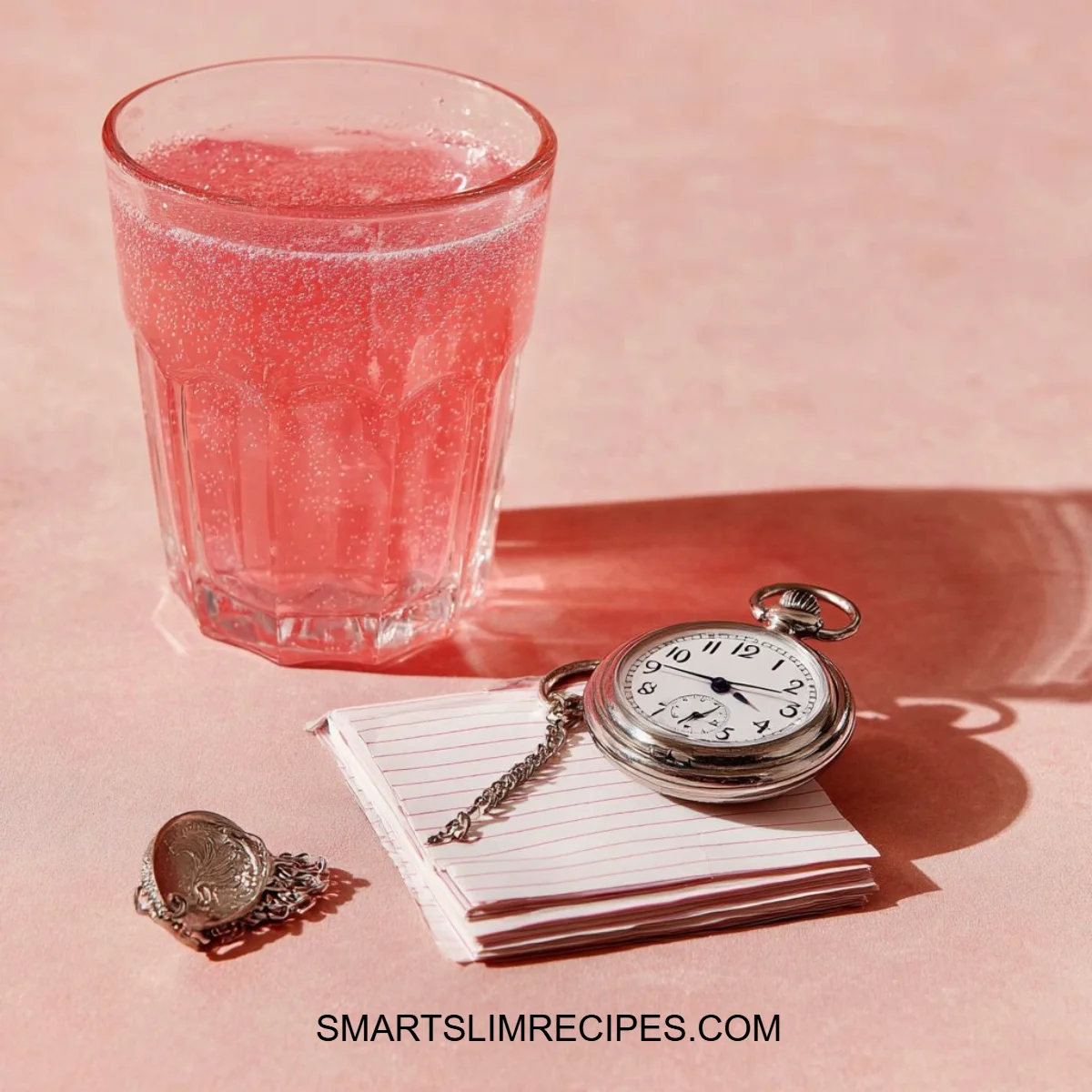 Dr. Rocio Pink Gelatin Drink in a glass with vibrant pink color and garnishes.